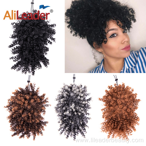 High Puff Kinky Curly Drawstring Ponytail With Bangs